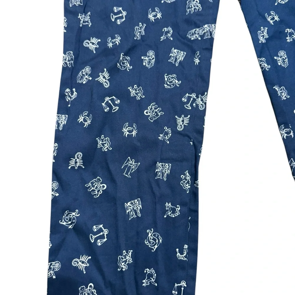 Carolina Herrera Pants Zodiac Print Dark Blue Archive Print Collection B131 Sz 8